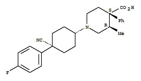 4-Piperidinecarboxylicacid, 1-[4-cyano-4-(4-fluorophenyl)cyclohexyl]-3-methyl-4-phenyl-,[3R-[1(cis),3a,4b]]-