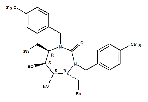 2H-1,3-diazepin-2-one, hexahydro-5,6-dihydroxy-4,7-bis(phenylmethyl)-1,3-bis[[4-(trifluoromethyl)phenyl]methyl]-, (4R,5S,6S,7R)-