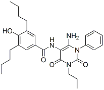 Benzamide,  N-(6-amino-1,2,3,4-tetrahydro-2,4-dioxo-1-phenyl-3-propyl-5-pyrimidinyl)-3,5-dibutyl-4-hydroxy-
