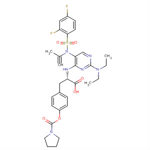 1-Pyrrolidinecarboxylic acid,4-[(2S)-2-carboxy-2-[[2-(diethylamino)-5-[[(2,4-difluorophenyl)sulfonyl]-2-propynylamino]-4-pyrimidinyl]amino]ethyl]phenyl ester