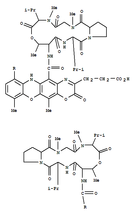 3-(10,12-dimethyl-2-oxo-5,7-bis{[2,5,9-trimethyl-1,4,7,11,14-pentaoxo-6,13-di(propan-2-yl)hexadecahydro-1H-pyrrolo[2,1-i][1,4,7,10,13]oxatetraazacyclohexadecin-10-yl]carbamoyl}-2H,6H-[1,4]oxazino[3,2-b]phenoxazin-3-yl)propanoic acid