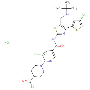 4-Piperidinecarboxylic acid,1-[3-chloro-5-[[[4-(4-chloro-2-thienyl)-5-[[(1,1-dimethylethyl)amino]methyl]-2-thiazolyl]amino]carbonyl]-2-pyridinyl]-, monohydrochloride