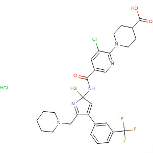 4-Piperidinecarboxylic acid,1-[3-chloro-5-[[[5-(1-piperidinylmethyl)-4-[3-(trifluoromethyl)phenyl]-2-thiazolyl]amino]carbonyl]-2-pyridinyl]-, monohydrochloride