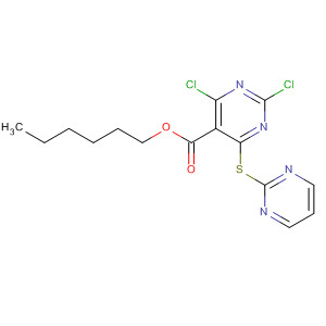 5-Pyrimidinecarboxylic acid, 2,4-dichloro-6-(2-pyrimidinylthio)-, hexylester