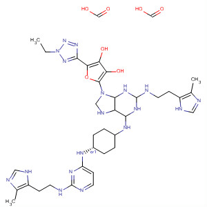 Formic acid, compd. with(2R,3S,4R,5R)-2-(2-ethyl-2H-tetrazol-5-yl)tetrahydro-5-[2-[[2-(4-methyl-1H-imidazol-5-yl)ethyl]amino]-6-[[trans-4-[[2-[[2-(4-methyl-1H-imidazol-5-yl)ethyl]amino]-4-pyrimidinyl]amino]cyclohexyl]amino]-9H-purin-9-yl]-3,4-furandiol (2
