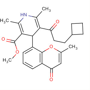 3-Pyridinecarboxylic acid,5-(3-cyclobutyl-1-oxopropyl)-1,4-dihydro-2,6-dimethyl-4-(2-methyl-4-oxo-4H-1-benzopyran-8-yl)-, methyl ester