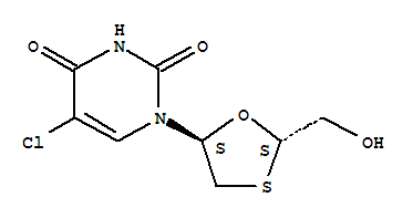 (2S-TRANS)-5-CHLORO-1-(2-(HYDROXYMETHYL)-1,3-OXATHIOLAN-5-YL)URACIL molecular structure