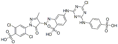 4-[[4-chloro-6-[(4-sulphophenyl)amino]-1,3,5-triazin-2-yl]amino]-2-[[1-(2,5-dichloro-4-sulphophenyl)-4,5-dihydro-3-methyl-5-oxo-1H-pyrazol-4-yl]azo]benzenesulphonic acid