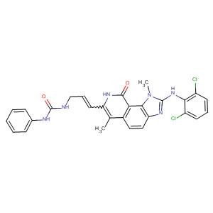 Urea,N-[3-[2-[(2,6-dichlorophenyl)amino]-8,9-dihydro-1,6-dimethyl-9-oxo-1H-imidazo[4,5-h]isoquinolin-7-yl]-2-propenyl]-N'-phenyl- molecular structure
