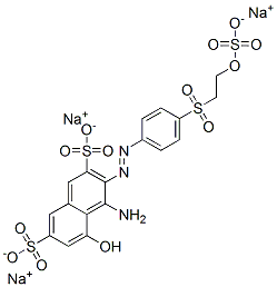4-Amino-5-hydroxy-3-[[4-[[2-(sulfooxy)ethyl]sulfonyl]phenyl]azo]-2,7-naphthalenedisulfonic acid, sodium salt coupled with diazotized 2-amino-4-[[4-chloro-6-[[2-[2-[(2-chloroethyl) sulfonyl]ethoxy]ethyl]amino]-1,3,5-triazin-2-yl]amino]benzenesulfonic acid