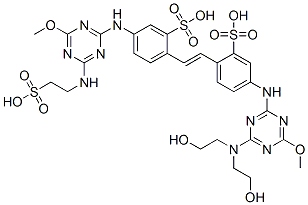 Benzenesulfonic acid, 5-[[4-[bis(2-hydroxyethyl) amino]-6-methoxy-1,3,5-triazin-2-yl]amino]-2-[2- [4-[[4-methoxy-6-[(2-sulfoethyl)amino]-1,3,5-triazi n-2-yl]amino]-2-sulfophenyl]ethenyl]-