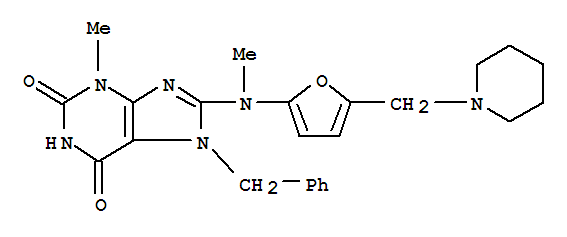 1H-Purine-2,6-dione,  3,7-dihydro-3-methyl-8-[methyl[5-(1-piperidinylmethyl)-2-furanyl]amino]-7-(phenylmethyl)-