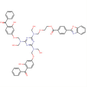 Benzoic acid, 4-(2-benzoxazolyl)-,2-[[[4,6-bis[[(4-benzoyl-3-hydroxyphenoxy)methyl](hydroxymethyl)amino]-1,3,5-triazin-2-yl](hydroxymethyl)amino]methoxy]ethyl ester