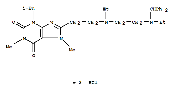 1H-Purine-2,6-dione,8-[2-[[2-[(diphenylmethyl)ethylamino]ethyl]ethylamino]ethyl]-3,7-dihydro-1,7-dimethyl-3-(2-methylpropyl)-,hydrochloride (1:2)