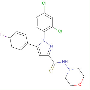1H-Pyrazole-3-carbothioamide,1-(2,4-dichlorophenyl)-4,5-dihydro-5-(4-iodophenyl)-N-4-morpholinyl- molecular structure